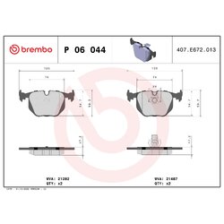 Brake Pad Set BREMBO P06044 OE Ref 34216750160