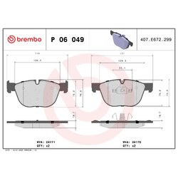 Brake Pad Set BREMBO P06049 OE Ref 34112413038