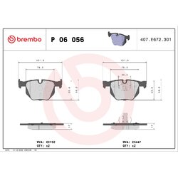 Brake Pad Set BREMBO P06056 OE Ref 34212413040