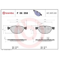 Brake Pad Set BREMBO P06058 OE Ref 34112413077