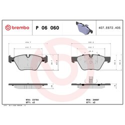 Brake Pad Set BREMBO P06060 OE Ref 34116775310