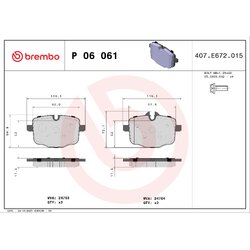 Brake Pad Set BREMBO P06061 OE Ref 2284466