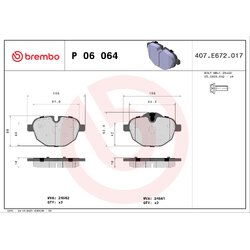 Brake Pad Set BREMBO P06064X OE Ref 34206877648