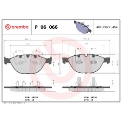 Brake Pad Set BREMBO P06066 OE Ref 34112284065