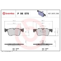 Brake Pad Set BREMBO P06070 OE Ref 34112468431
