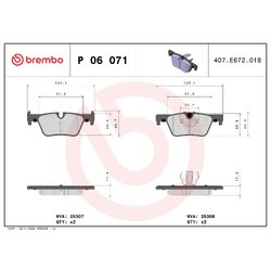 Brake Pad Set BREMBO P06071 OE Ref 34206799809