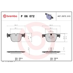 Brake Pad Set BREMBO P06072 OE Ref 34212468438