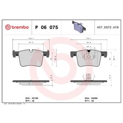 Brake Pad Set BREMBO P06075 OE Ref 34106856191