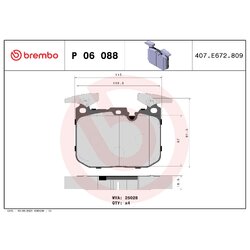 Brake Pad Set BREMBO P06088X OE Ref 34106859067