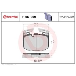Brake Pad Set BREMBO P06099 OE Ref 34116872750