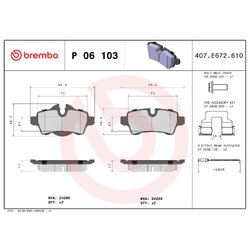 Brake Pad Set BREMBO P06103 OE Ref 34212289154