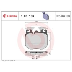 Brake Pad Set BREMBO P06106 OE Ref 34106888459