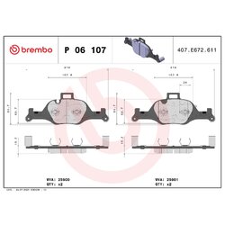 Brake Pad Set BREMBO P06107 OE Ref 34106888482