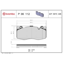 Brake Pad Set BREMBO P06112 OE Ref 3417852969