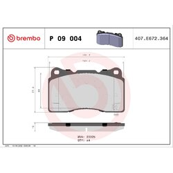 Brake Pad Set BREMBO P09004 OE Ref 68232820AA