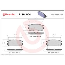 Brake Pad Set BREMBO P10004 OE Ref 1605123