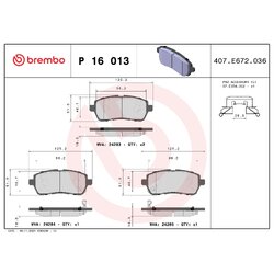 Brake Pad Set BREMBO P16013 OE Ref 04465B1190