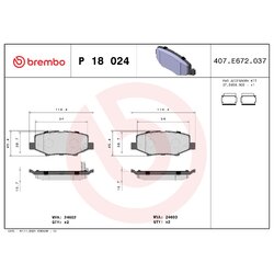 Brake Pad Set BREMBO P18024 OE Ref 068003776AA