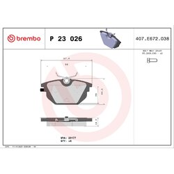 Brake Pad Set BREMBO P23026 OE Ref 0060777601