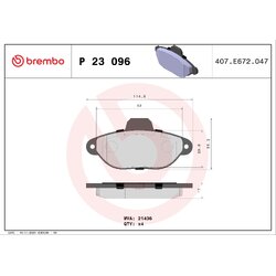 Brake Pad Set BREMBO P23096 OE Ref 5892737