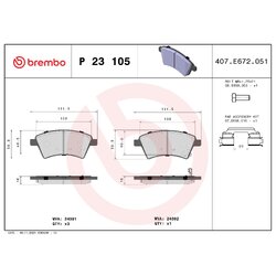 Brake Pad Set BREMBO P23105 OE Ref 71742853