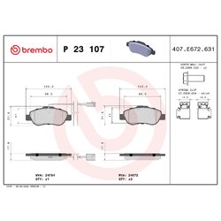Brake Pad Set BREMBO P23107 OE Ref 6001073130