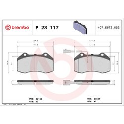 Brake Pad Set BREMBO P23117X OE Ref 77365201