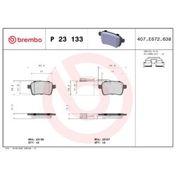 Brake Pad Set BREMBO P23133 OE Ref 71770092