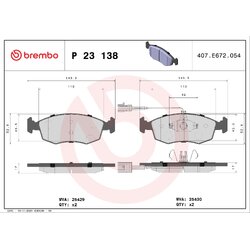 Brake Pad Set BREMBO P23138 OE Ref 77365811