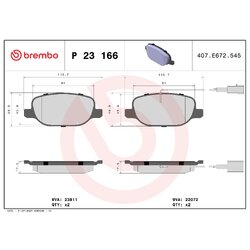 Brake Pad Set BREMBO P23166 OE Ref 68240540AA