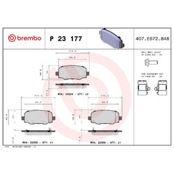 Brake Pad Set BREMBO P23177 OE Ref 77369320