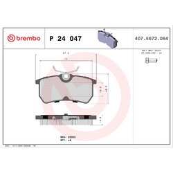Brake Pad Set BREMBO P24047 OE Ref 1107698