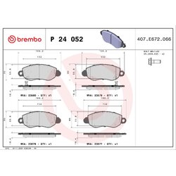 Brake Pad Set BREMBO P24052 OE Ref 1318139