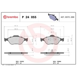 Brake Pad Set BREMBO P24055 OE Ref 1101463