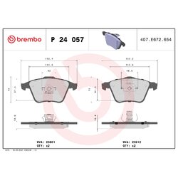 Brake Pad Set BREMBO P24057 OE Ref 1464435