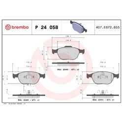 Brake Pad Set BREMBO P24058 OE Ref 1359884