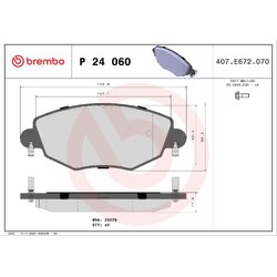 Brake Pad Set BREMBO P24060 OE Ref 1126718