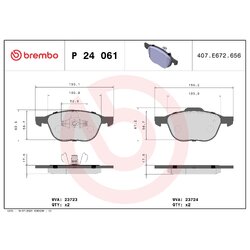 Brake Pad Set BREMBO P24061 OE Ref 1321517