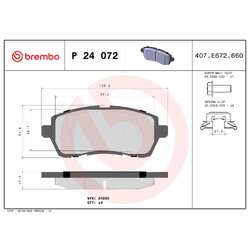 Brake Pad Set BREMBO P24072 OE Ref 04491B1030