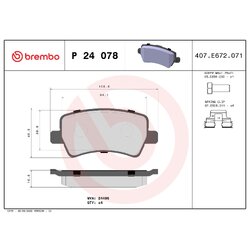 Brake Pad Set BREMBO P24078X OE Ref 1426144
