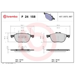 Brake Pad Set BREMBO P24158 OE Ref 2048661