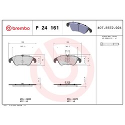 Brake Pad Set BREMBO P24161 OE Ref 1567730