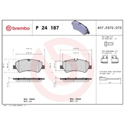 Brake Pad Set BREMBO P24187 OE Ref 2006029