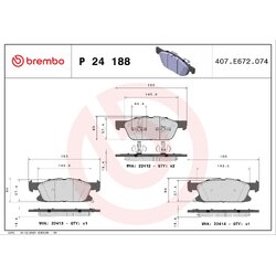 Brake Pad Set BREMBO P24188 OE Ref 2241923