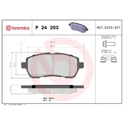 Brake Pad Set BREMBO P24203 OE Ref 2017679