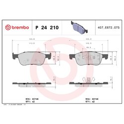 Brake Pad Set BREMBO P24210 OE Ref 2095160