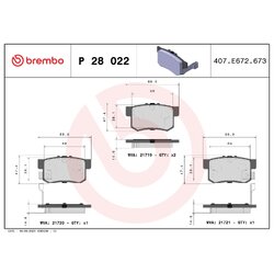 Brake Pad Set BREMBO P28022 OE Ref 06430S2A000