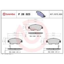 Brake Pad Set BREMBO P28023 OE Ref 06450S5AG00