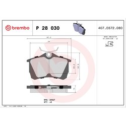 Brake Pad Set BREMBO P28030 OE Ref 43022S1AE03
