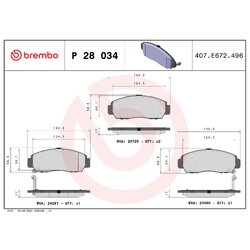Brake Pad Set BREMBO P28034 OE Ref 06450S0KJ02